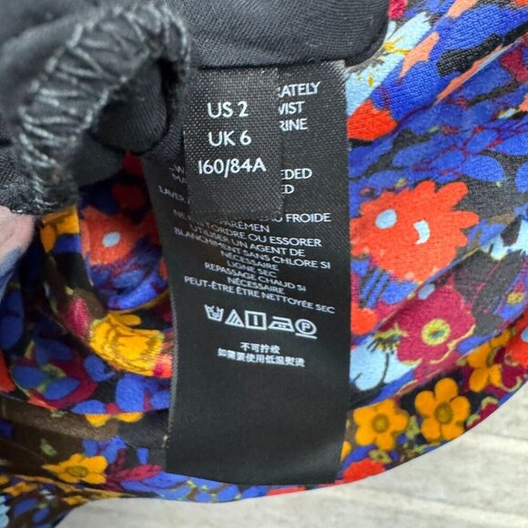 Anthropologie Floral Boho Ruffle Mini Dress Butterfly Sleeves Black Sz 2 - Picture 11 of 13